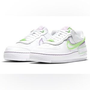 Nike Air Force 1 Shadow White Electric Green/Purple Sneakers